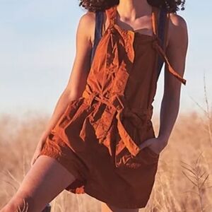 NEW Free People Movement Romper Short Overalls Island Bound Brown Medium